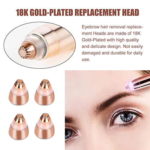 4 Pack Flawless Replacement Head, Face Hair Remove Replacement Tool for Women Facial Smooth Finishing with Cleaning Brush(Rose Gold)
