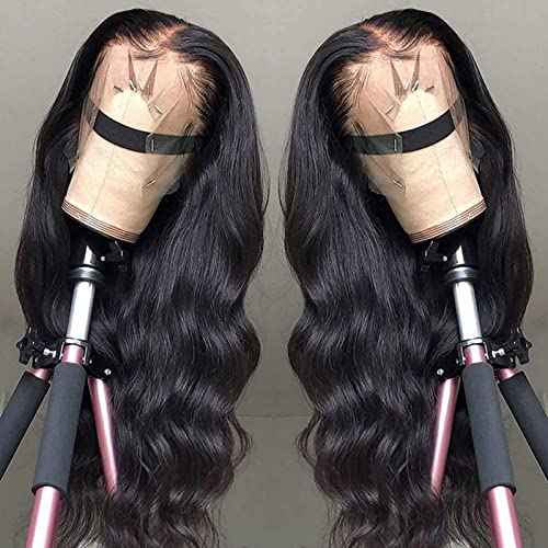 13x4 Body Wave Lace Front Wigs Human Hair Wigs for Black Women 24 Inch Pre Plucked Bleached Knots with Baby Hair 150% Density 10A Unprocessed Virgin Human Hair Wigs Natural Color Body Wave Wigs