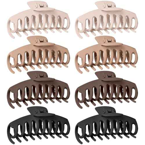 TOCESS Hair Claw Clips for Women - 8PK Large Neutral Matte Jumbo Hair Clips for Thick, Thin, Long, Short, Curly Hair Girls, Big Jaw Clip Set for Daily Use