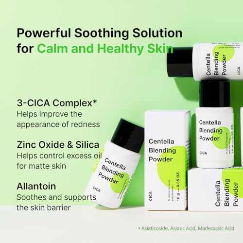 TIAM Centella Blending Powder, 0.35 Oz, CICA Powder for Skin Soothing & Sebum Control with Asiaticoside, Madecassic Acid, Asiatic Acid, Korean Skin Care