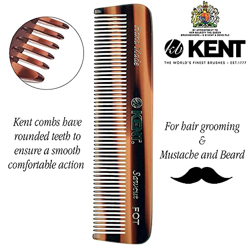 Kent Set of 3, 81T Small Beard and Mustache Comb, FOT All Fine Pocket Comb and PF22 Hair Brush and Beard Bruh, Best Beard and Mustache Grooming Kit for Travel and Home Beard Care, Made in England