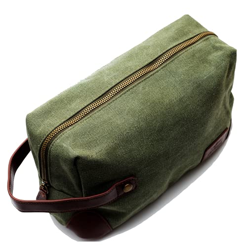 Vetelli Vintage Canvas Toiletry Bags, Travel In Style, Waterproof Canvas Dopp Kits, Durable (Marco) (Green)