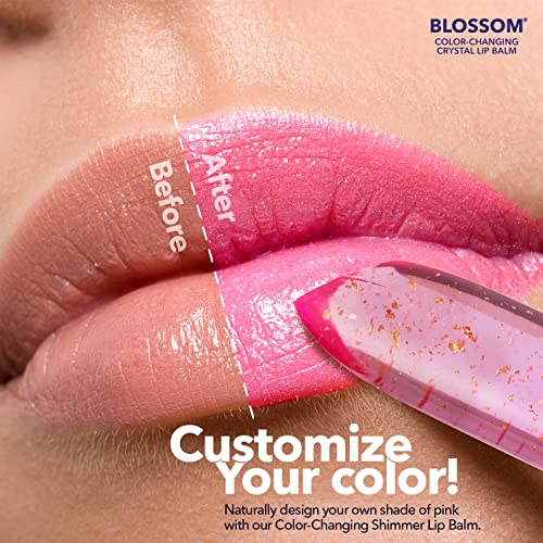 Blossom Moisturizing Color Changing Shimmering Lip Balm Sparkle Lip Stain Tint, Infused with Real Flowers, 3g, Blush