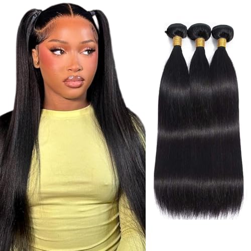 WuvuSnm Brazilian Straight Human Hair Bundles - 28-32 Inch