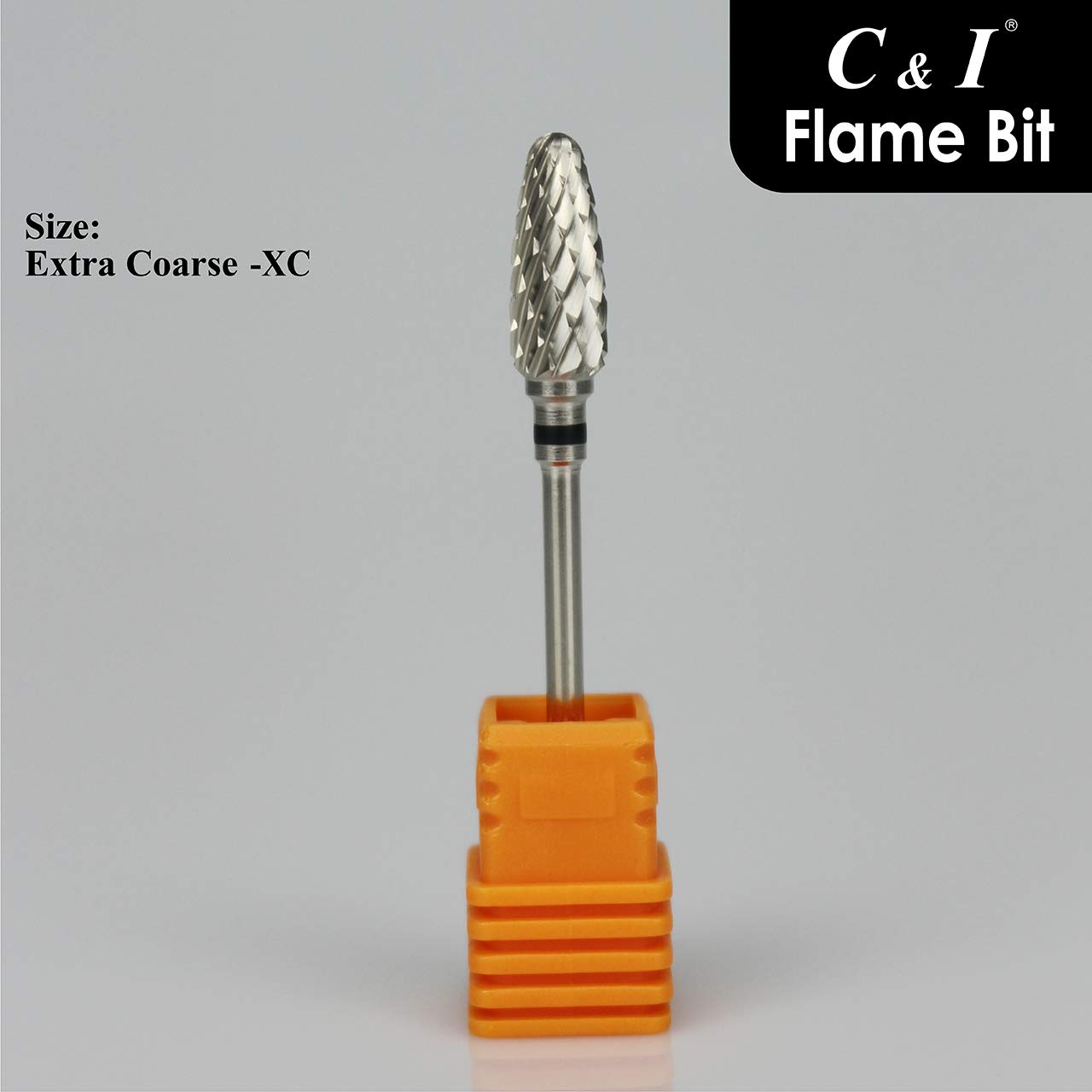 C & I Flame Bit Carbide Nail Drill for Electric Manciure Drill Machine of Nail Beauty (Extra Coarse -XC, Silver)