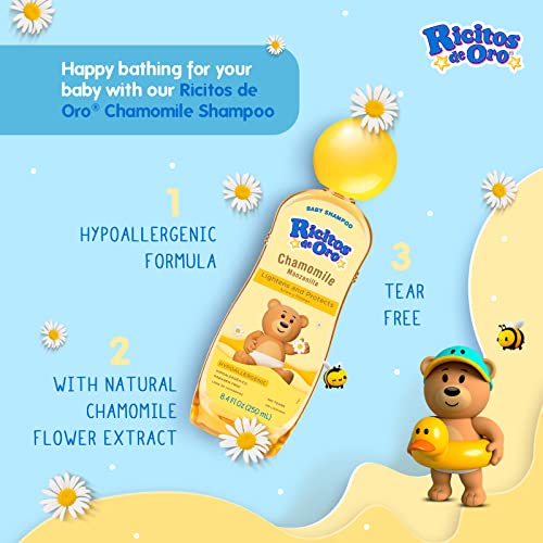 Ricitos de Oro Chamomile 3-Pack Hair Gel with 4.05 Oz Jars and Baby Shampoo 3 Pack with 8.4 FL Oz Bottles