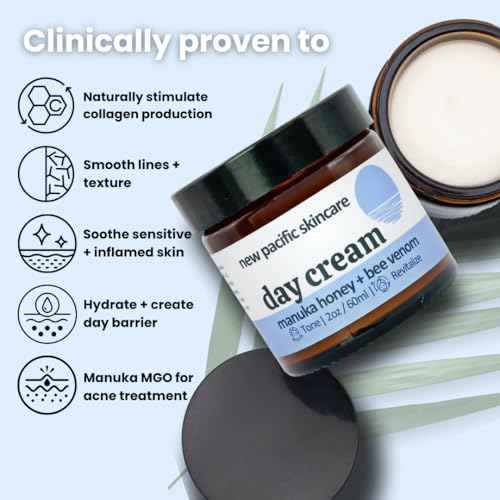 Manuka Honey 45+ MGO & Bee Venom Day Cream | 100% Natural Firming Anti-Wrinkle Face Moisturizer with Hyaluronic Acid & Vitamin C | 2oz