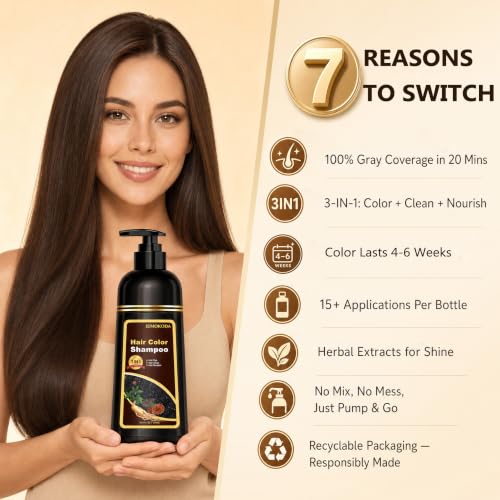 Yocisku 3-in-1 Blonde Brown Hair Dye Shampoo - 16.9 Fl Oz