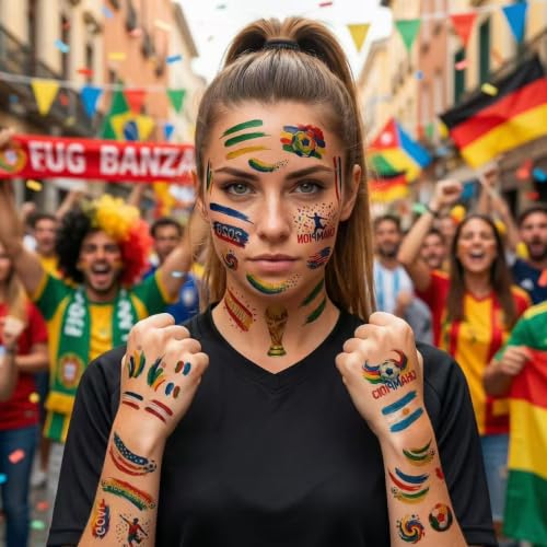 Jimmyxqw Soccer Face Temporary Tattoos Sheets - 8 Styles, Waterproof Sports Decals