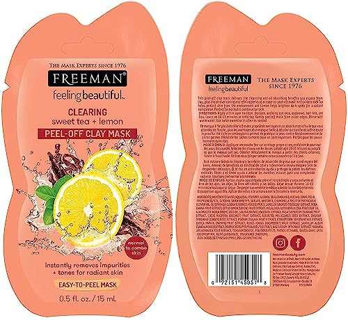 Freeman Facial Mask Variety Count: Detoxifying Clay, Purifying Charcoal, Clearing Mud, and Toning Peel-Off Beauty Facial Masks, Skincare Essentials, Reveals Healthy-Looking Skin, 6 Count