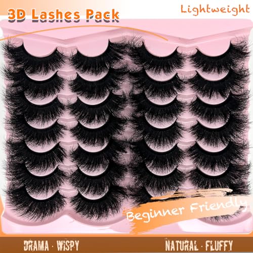 Fluffy Faux Mink Strip Lashes 20mm - 14 Pairs Reusable