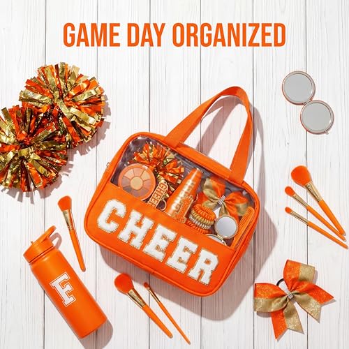 Cheer Makeup Bag with Chenille Letters - High-Capacity Pouch for Cheerleaders