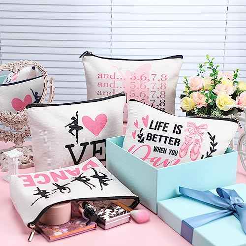 Silkfly 12 Pcs Christmas Dance Makeup Bag Ballet Cosmetic Bag Ballet Lover Gift Christmas Dance Party Favors Princess Party Favors Tutu Supplies Portable Toiletry Zipper Pouch for Women