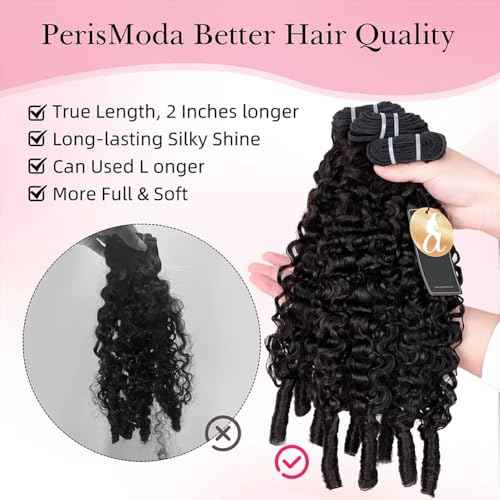 PerisModa 15A Raw Burmese Curly Bundles 100% Human Hair Bundles Pix Curly Bundles Unprocessed Human Hair Extensions 16 18 20 Inches 3PC 100% Unprocessed Virgin Water Wave Hair For Women Natural Black
