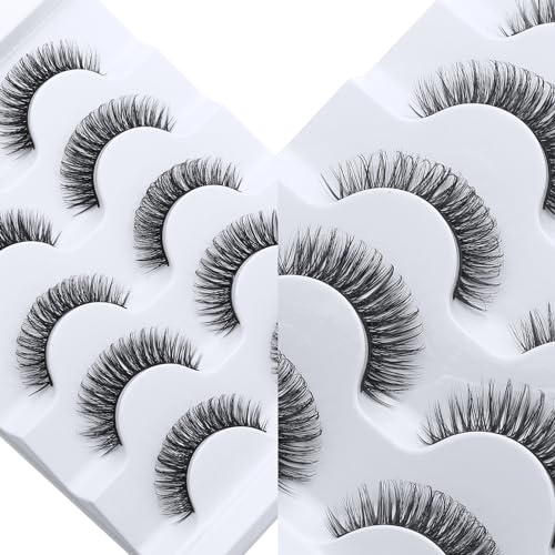 5 Pairs D Curl Eyelashes with 18 Self-Adhesive Strips