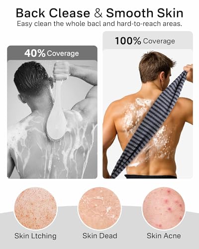 Yiclick Exfoliating Back Scrubber Towel - 40" Body Wash Cloth