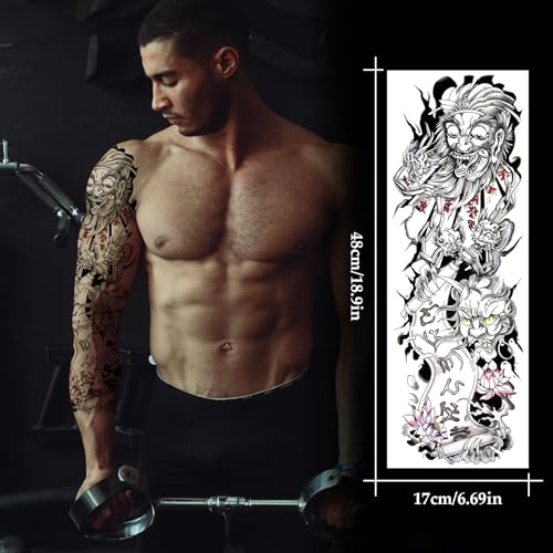 12-Sheet Full Arm Waterproof Temporary Tattoos for Adults