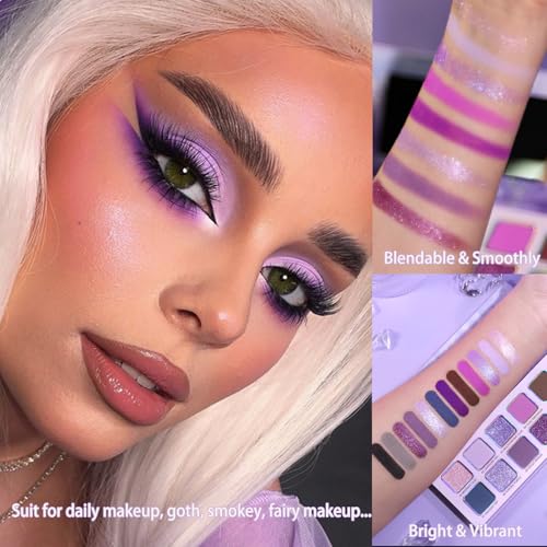 Purple Eyeshadow Palette - 12 Shades Matte & Shimmer