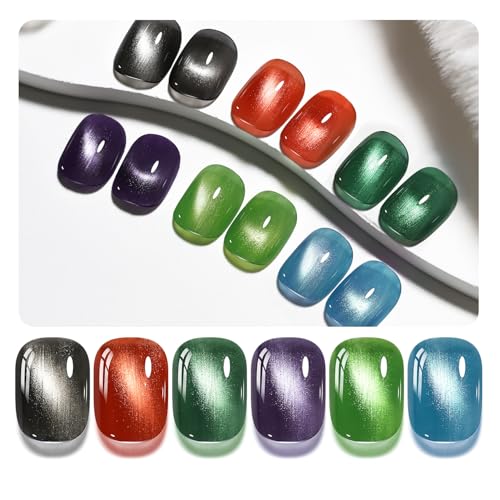 OpenLive Cat Eye Nail Polish Set - 6 Colors with Magnet Stick