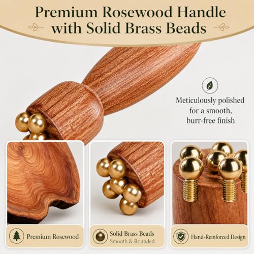 Copper Bead Eye Roller with Rosewood Handle for Puffy Eyes