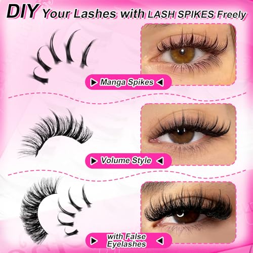 Lash Clusters Kit 100D Manga Eyelash Clusters with DIY Spikes 13-19MM Spiky Volume Cluster Eyelash Extensions Wispy Individual Lash Extensions Kit Anime Lashes Cluster Bond & Seal Tweezer by MilyBest