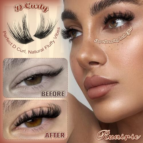 Fluffy Lash Clusters 10-18mm D-Curly Wispy Eyelash Extensions 204pc