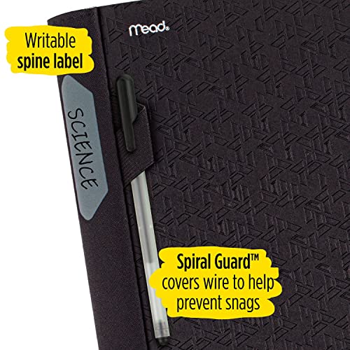 Five Star Spiral Notebook + Study App, 5 Subject, College Ruled Paper, Advance Notebook with Spiral Guard, Movable Tabbed Dividers and Expanding Pockets, 8-1/2" x 11", 200 Sheets, Black (73144)