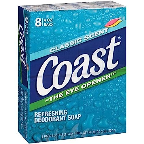 Coast Deodorant Soap Bars 8 Pack Classic Pacific Force Scent 32 OZ - (Pack of 2)