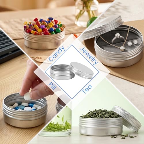 24-Pack Aluminum Tin Cans with Screw Lids - 1oz & 2oz Containers for Salves, Candles & Crafts