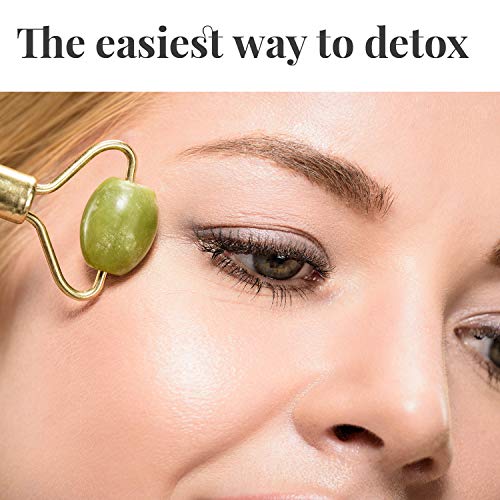 Natural Jade Roller? Gua Sha ? Lymphatic Drainage Tool for Face, Neck, Body - Anti Aging Treatment ? Reduces Wrinkles and Fine Lines
