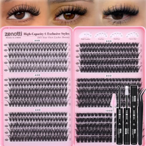Lash Clusters Kit 590pcs with Bond & Seal - 30D to 100D