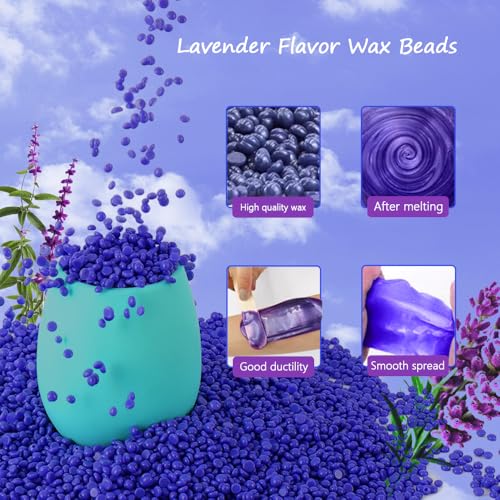 TooGet Hair Removal Wax, Lavender Flavor Wax Beads for Sensitive Skin, Suitable for Face, Eyebrow, Leg, Coarse Body Hair Specific - 14OZ