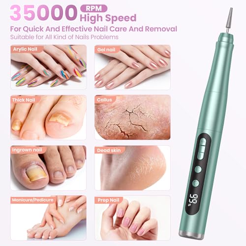 Hoxida Cordless Nail Drill 35000RPM Professional Electric Manicure Pedicure Kit