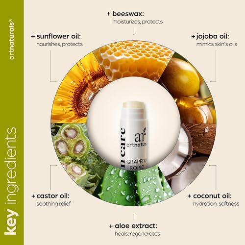 ArtNaturals Beeswax Lip Balm Gift Set ? 6 Pack Assorted Flavors with Coconut Oil, Aloe & Jojoba Oil ? Hydrating, Nourishing, Natural Lip Care
