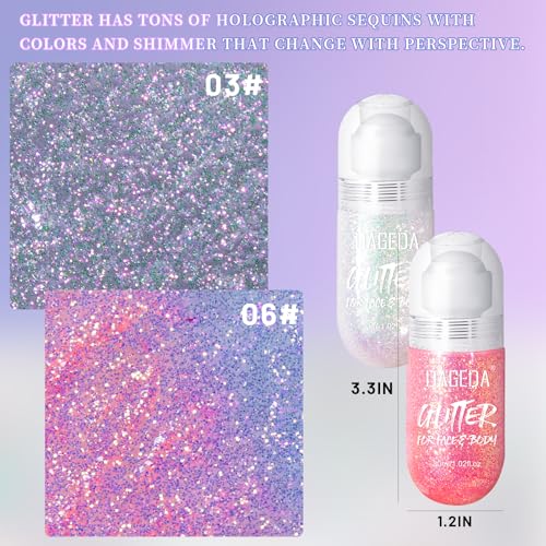 DAGEDA Roll-On Body Glitter Gel - Holographic Shimmer Makeup