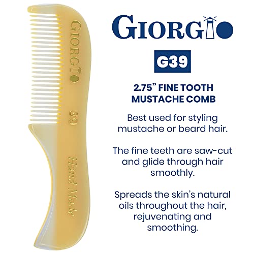 Giorgio Beard Combs Set - Handmade Ivory Beard Combs Kit for Facial Grooming - Includes Fine and Wide Tooth Pocket Dresser Comb + Fine Tooth Straightening and Mini Mustache Comb