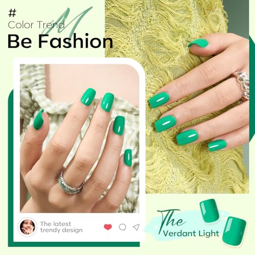 Modelones Green Press On Nails Short Square 32Pc Kit