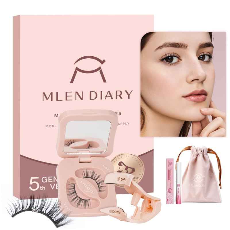 Magnetic Eyelashes with Applicator Natural Reusable Soft Magnetic Lashes Without Eyeliner, Glue-free False Eyelashes Lightweight, Waterproof, Easy to Wear, No Makeup Remover Required(Photogeic Style)