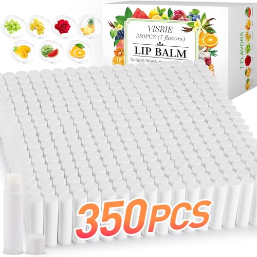 350 Pack Lip Balm Unlabeled, Natural Lip Balm Bulk Blank Tube, Personalized Lip Balms for Party Favors Adults and Bridal Shower Favors or Baby Shower Gifts-7 Flavors