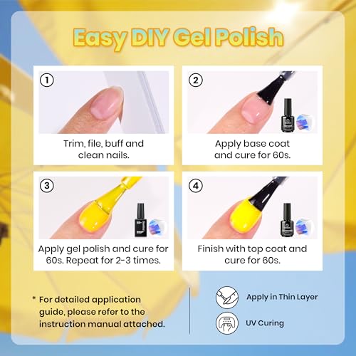 Beetles Yellow Gel Nail Polish Set, Amalfi Holiday, 6 Colors Set