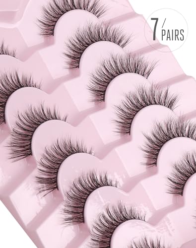 Onlyall Natural Wispy False Eyelashes 7 Pairs D-K06