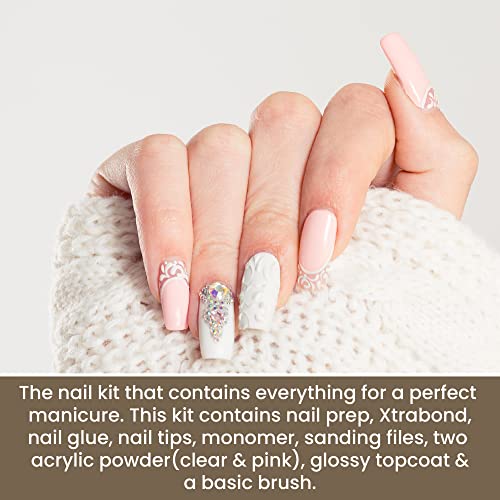 Mia Secret Acrylic Nail Kit for Beginners | Pink & Clear Powders with Tools