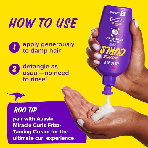 Aussie Miracle Curls Detangling Milk Treatment - Coconut Oil & Jojoba, 5.37 Fl Oz