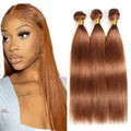 #30 Light Brown Straight Human Hair Bundles 22-26 inch