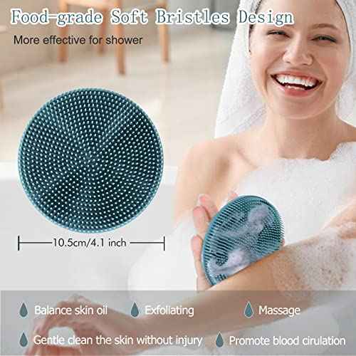 INNERNEED Food-Grade Soft Silicone Body Scrubber Shower Brush Handheld Cleansing Skin Brush, Gentle Exfoliating and Lather Well (Pack of 4)