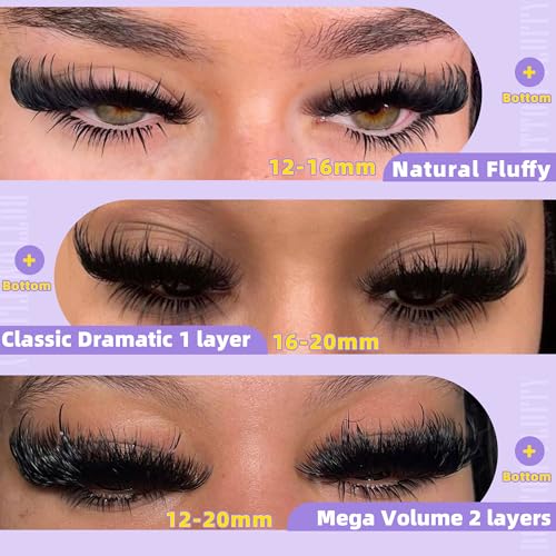Fluffy Lash Clusters with Spikes 12-20MM D Curl Eyelash Extensions