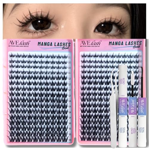 Anime Lash Clusters Kit - 320 Pcs CC Curve Wispy Eyelash Extensions