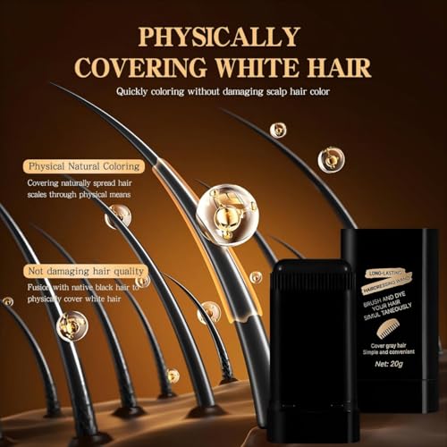 TABOUNTS 2-in-1 Hair Color Stick & Comb, Waterproof Root Touch-Up, Long-Lasting Hair Dye for Women & Men - Brownish Black (Pack of 2)