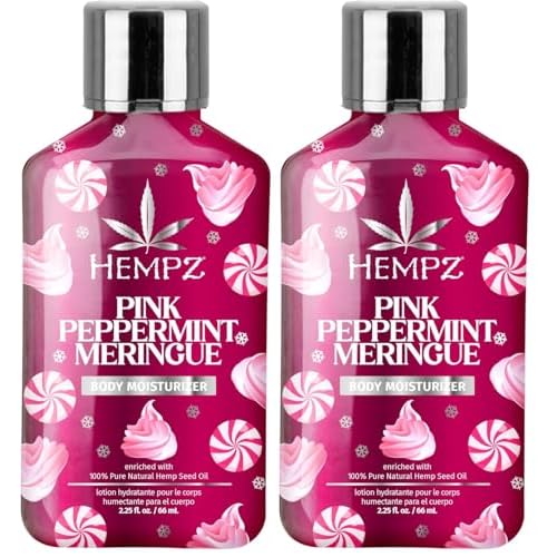 Hempz Pink Peppermint Meringue Body Moisturizer, Body Lotion, Fall Skin Care for Men & Women, Limited Edition (Pack of 2)