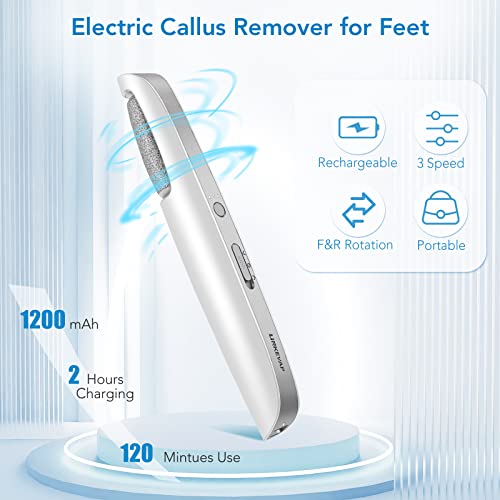 LINKEVAP Electric Foot Callus Remover with 2 Roller Heads